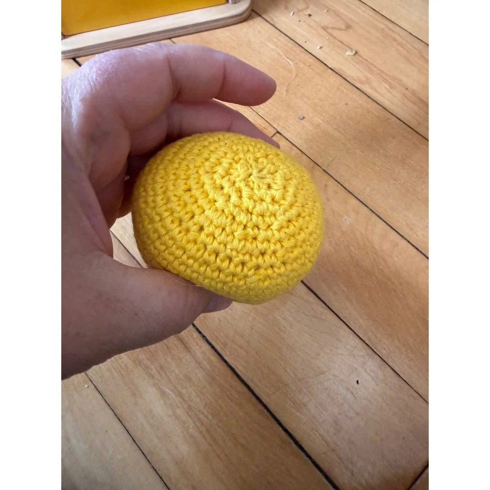 Monti Kids motor planning wooden yellow‎ box with drawer and yellow knit ball